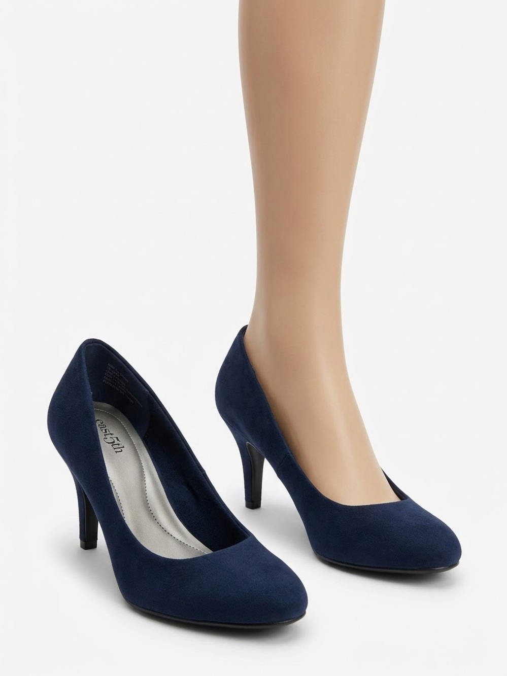 Classic Navy Suede Pump - Women's Dress Heels